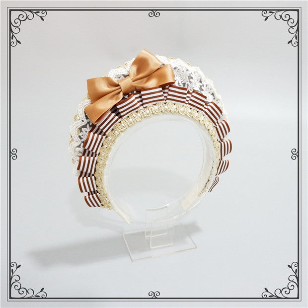 Foxcherry-Sweet Lolita Striped Maid Headdress Multicolors free size coffee (coffee) 4506:10503