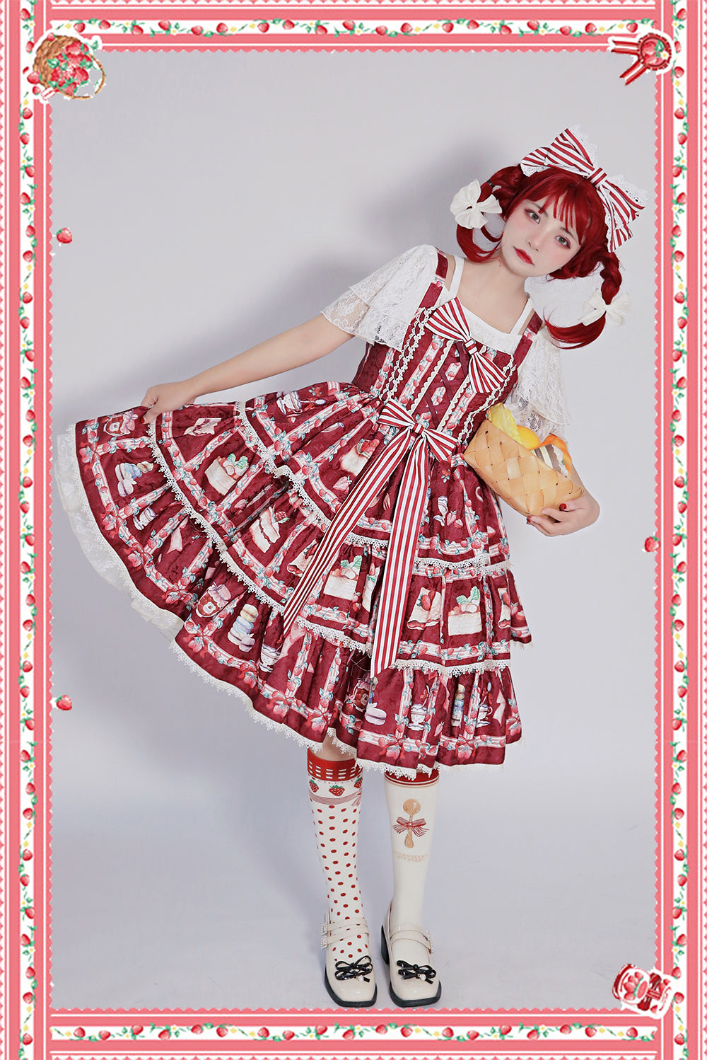 Infanta-Strawberry Tea - Tiered Ruffles Lolita JSK