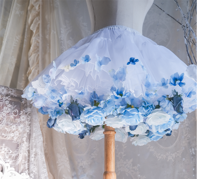 Sky Rabbit~Harvest Spring~35cm/45cm Flower Lolita Petticoat free size white+light blue 35cm