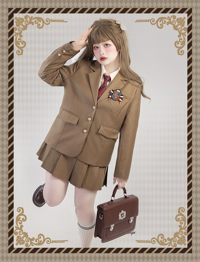 Yingtang - Plus Size Lolita JK Suit Royal College Vintage XL golden brown jacket only
