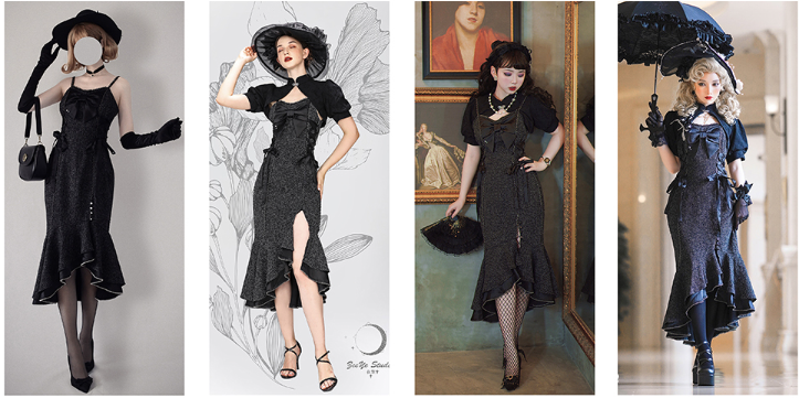 ZeeYe - Fishtail Dress Lolita JSK Dress XS long black