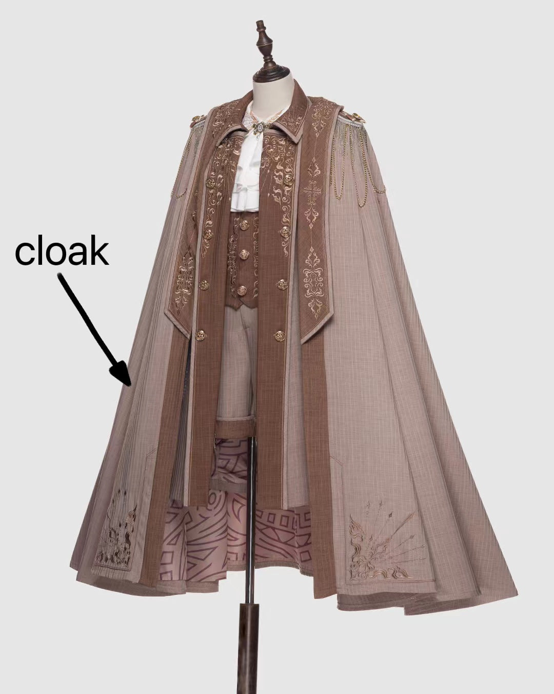 Youpairui - Sheffield - British Military Ouji Lolita Long Coat Full Set S cloak only