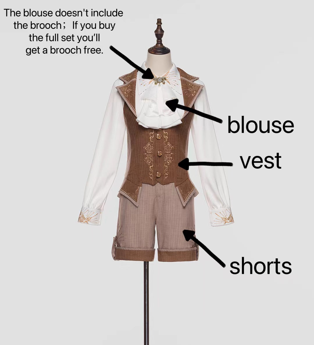 Youpairui - Sheffield - British Military Ouji Lolita Long Coat Full Set S vest only