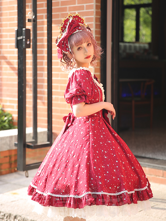 Strawberry Witch - Midsummer Star - Silver Foil Printing Lolita OP Dress