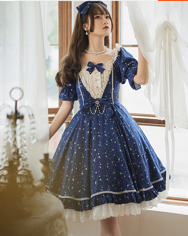 Strawberry Witch - Midsummer Star - Silver Foil Printing Lolita OP Dress