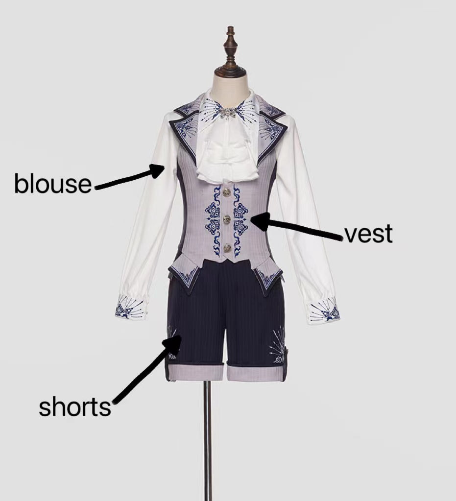 Youpairui - Sheffield - British Military Navy Blue Ouji Lolita Set S male blouse only