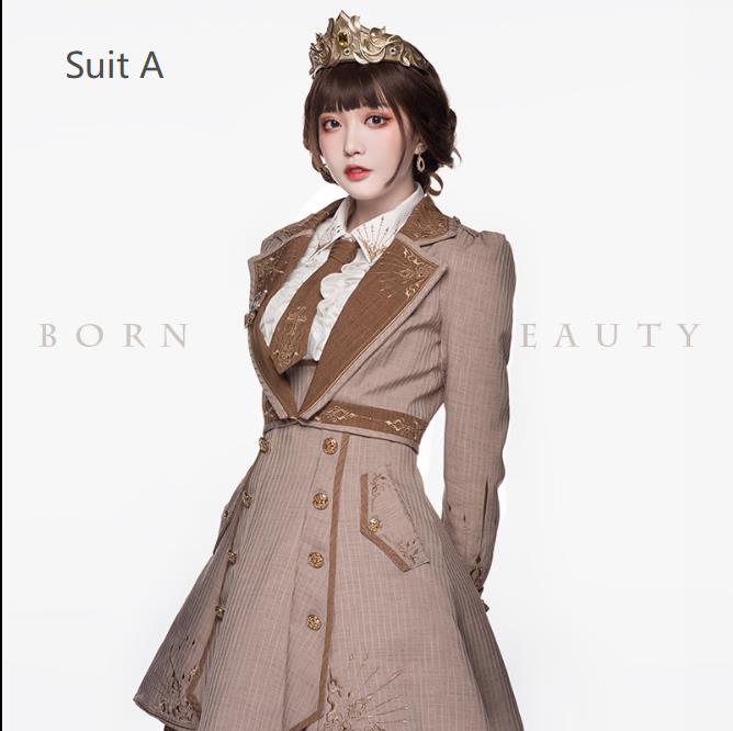 Youpairui - Sheffield - British-style Khaki Ouji Lolita Set
