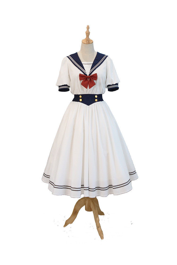 Beleganty~Sea and Wind~Retro Sailor Lolita OP Dress Version 1.0 S(one piece collar on back) white 