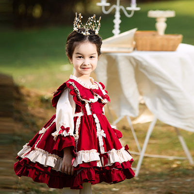 Elegant Kid Lolita Princess Burgundy Dress burgundy 110 