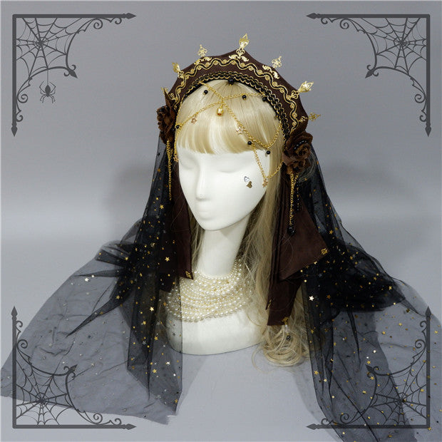 Foxcherry-Palace Retro Gorgeous Lolita headdress Multicolors black veil only (not sold separately, please buy together with the headband)