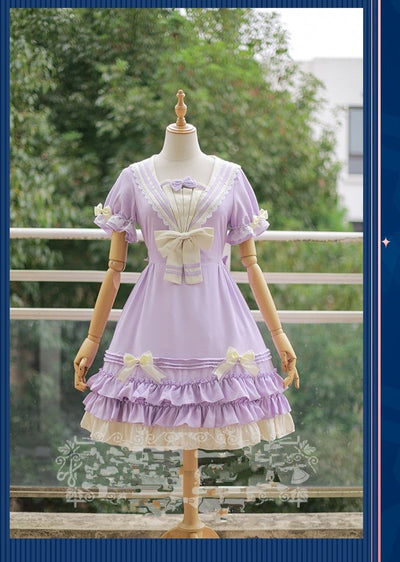 Strawberry Witch~Long Sleeve Sailor Style Lolita OP XS light purple 