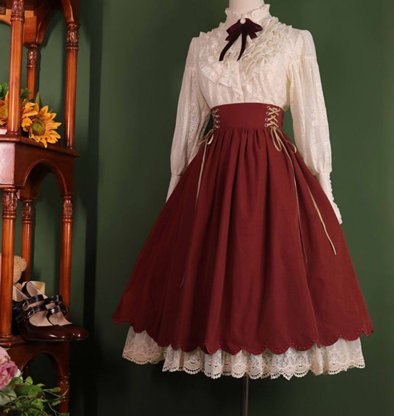 EESSILY~Countess's Autumn Tour~Retro Lolita Embroidery Long SK 8318:129574