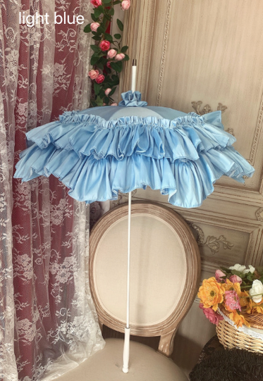 Vintage Luxurious European Style Wedding Lolita Parasol Multicolors pagoda-shape parasol light blue 