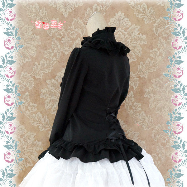 Strawberry Witch - Stand Coallr Silk Retro Lolita Blouse