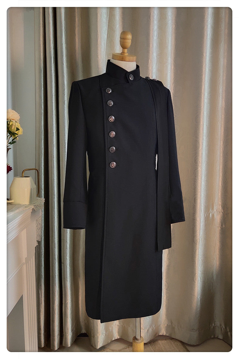 La Pomme - Ringo Story - Customizable Ouji Lolita Black Slim Long Coat