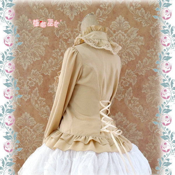 Strawberry Witch - Stand Coallr Silk Retro Lolita Blouse