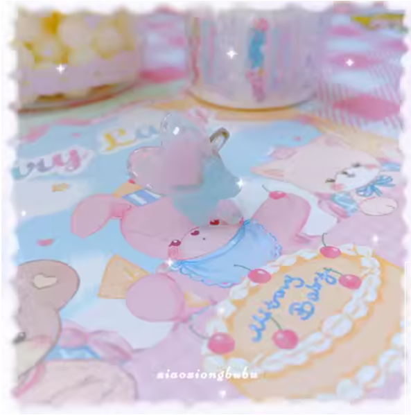 Bear Doll - Kawaii Lolita Ring Sweet Lolita Accessory pink and blue heart