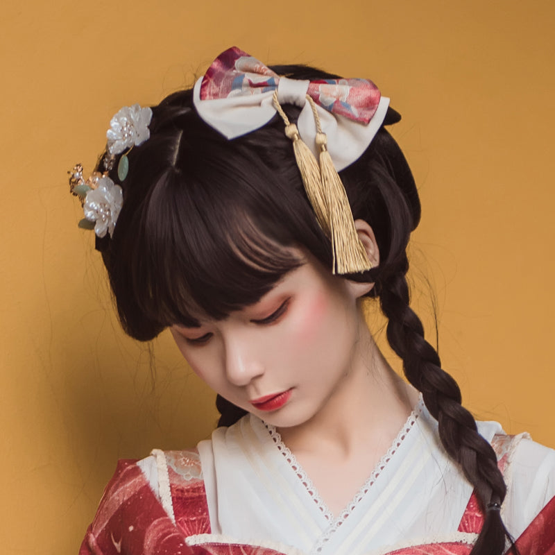 Sweet Japanese Style Lolita Headwear Multicolors One Size Qinghua Banquet -Wine Red