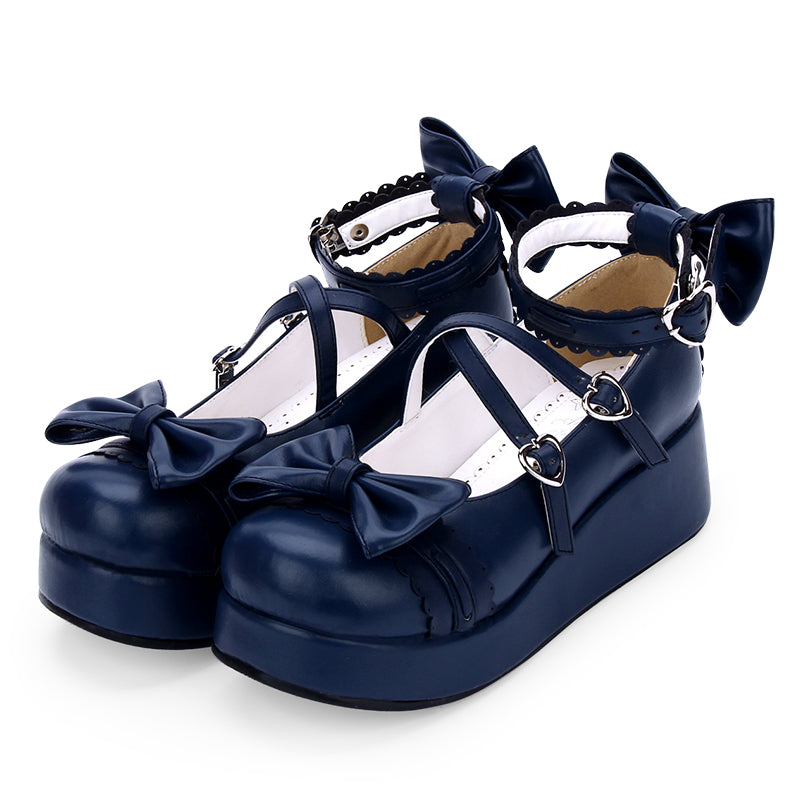 Angelic Imprint - Sweet Lolita Platform Shoes 33 navy blue