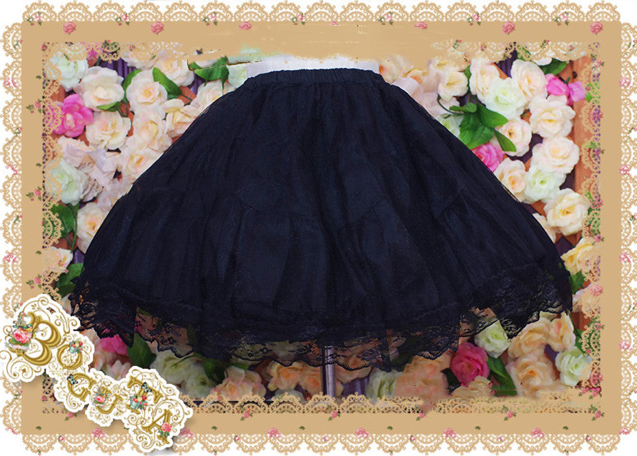 Boguta - 40cm 55cm A-line Soft Yarn 4 layers Lolita Petticoat One Size (choose this is your waist is within 80cm) black 40cm