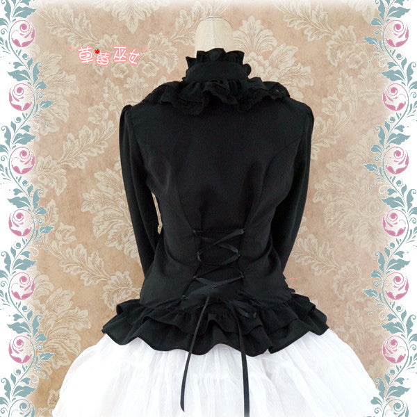Strawberry Witch - Stand Coallr Silk Retro Lolita Blouse
