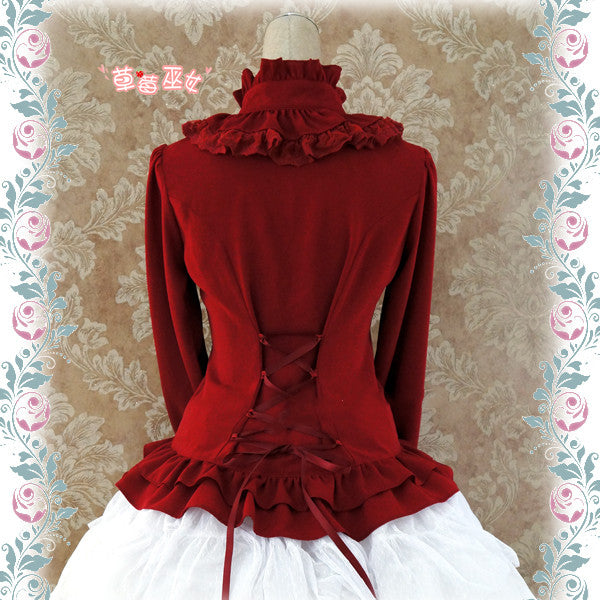 Strawberry Witch - Stand Coallr Silk Retro Lolita Blouse