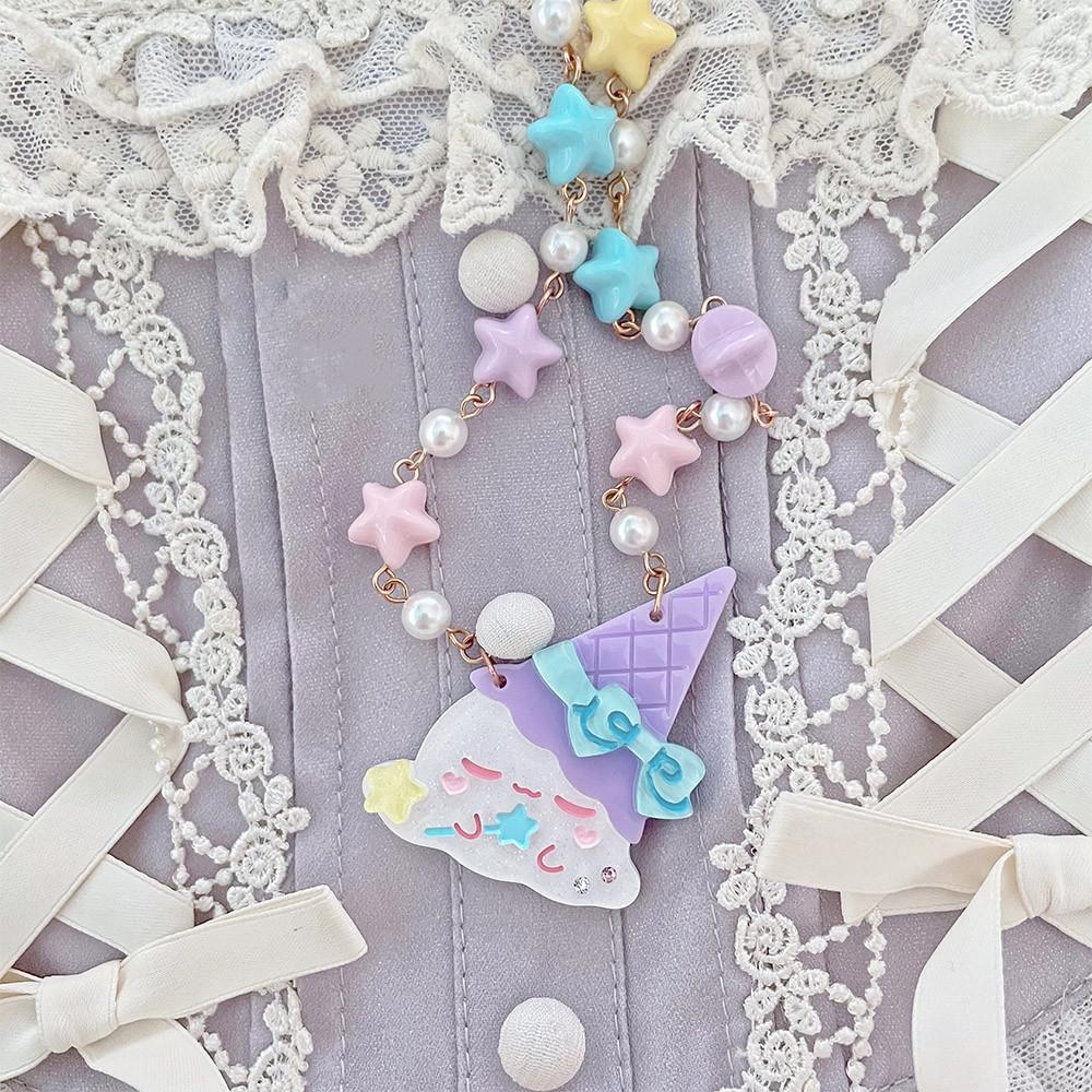 Halloween Alice - Halloween Ice Cream Sweet Short Necklace light purple little ghost momo necklace