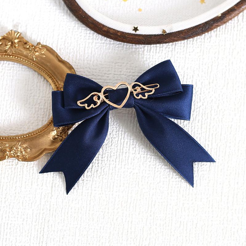 Xiaogui - Handmade Kawaii Bow Clips Brooch Multicolors dark blue fish-mouse clips