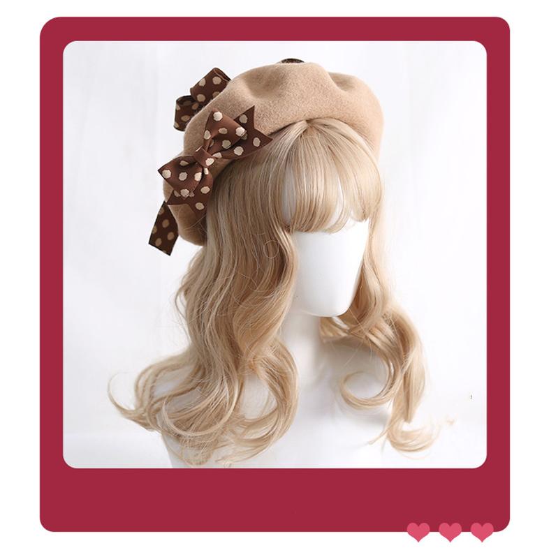 Xiaogui - Sweet Lolita Red Polka Dots Bow Beret Hat