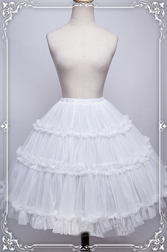 Krad Lanrete - Elegant Long and Short Lolita Petticoat One Size gauze SK (short version)-white color