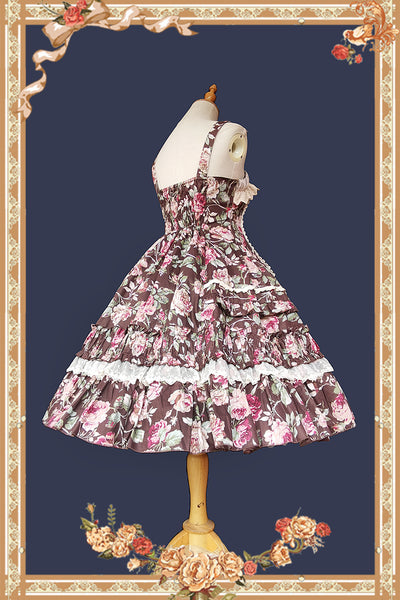 Infanta~Rose Garden~Cotton Floral Lolita JSK Dress M brown 