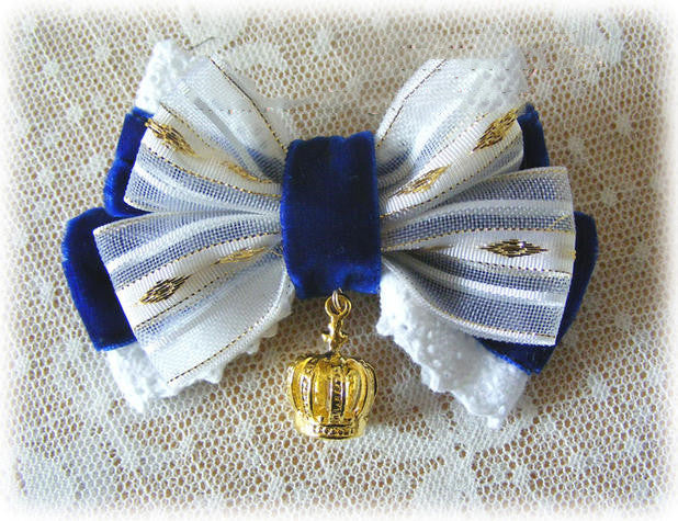 Foxcherry-Sweet Lolita Bow Lace Hairclip Multiple Colors dark blue