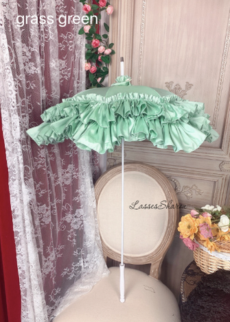 Vintage Luxurious European Style Wedding Lolita Parasol Multicolors pagoda-shape parasol grass-green 