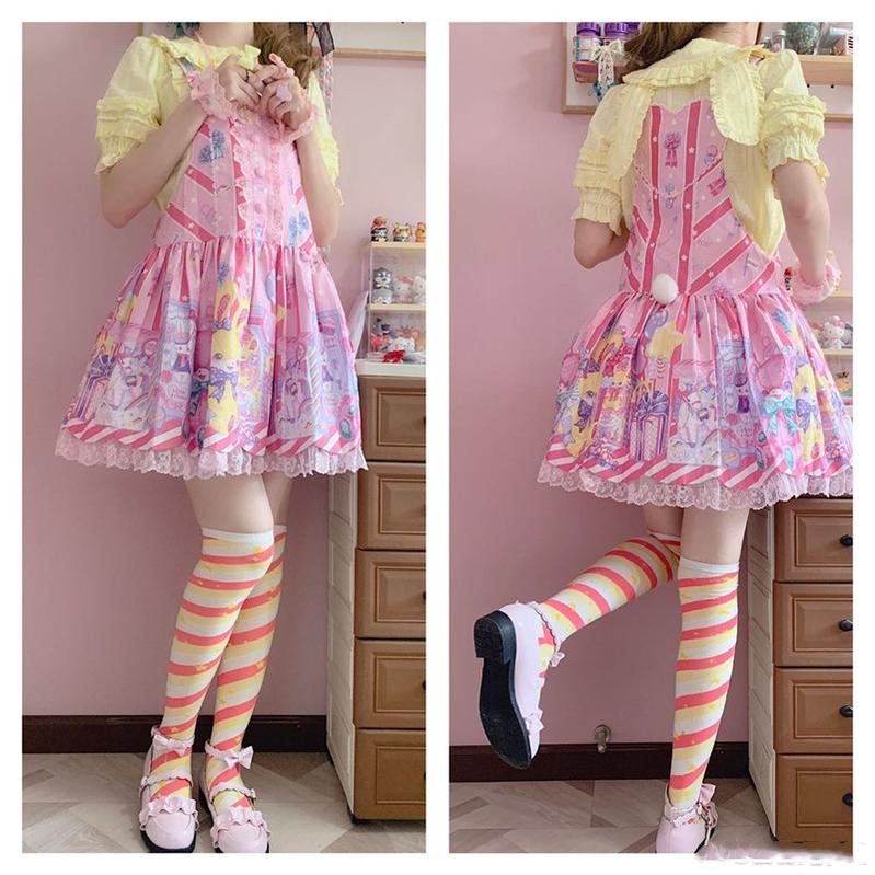 Yukine's Box - Macaron Lolita Cute Stripe Socks 7060:78322