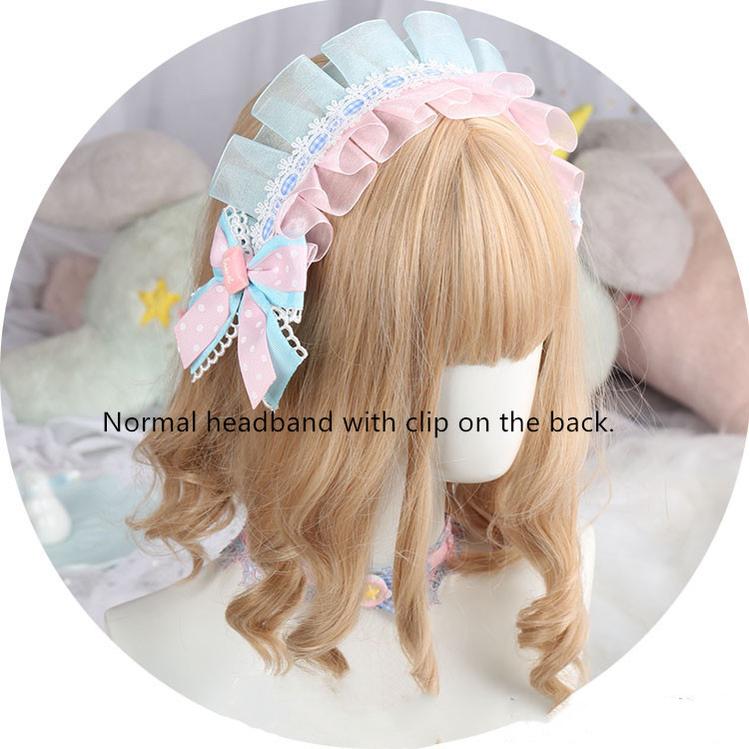 Manmeng - Pink and Blue Sweet Lolita Bow Headwear special offer hairband
