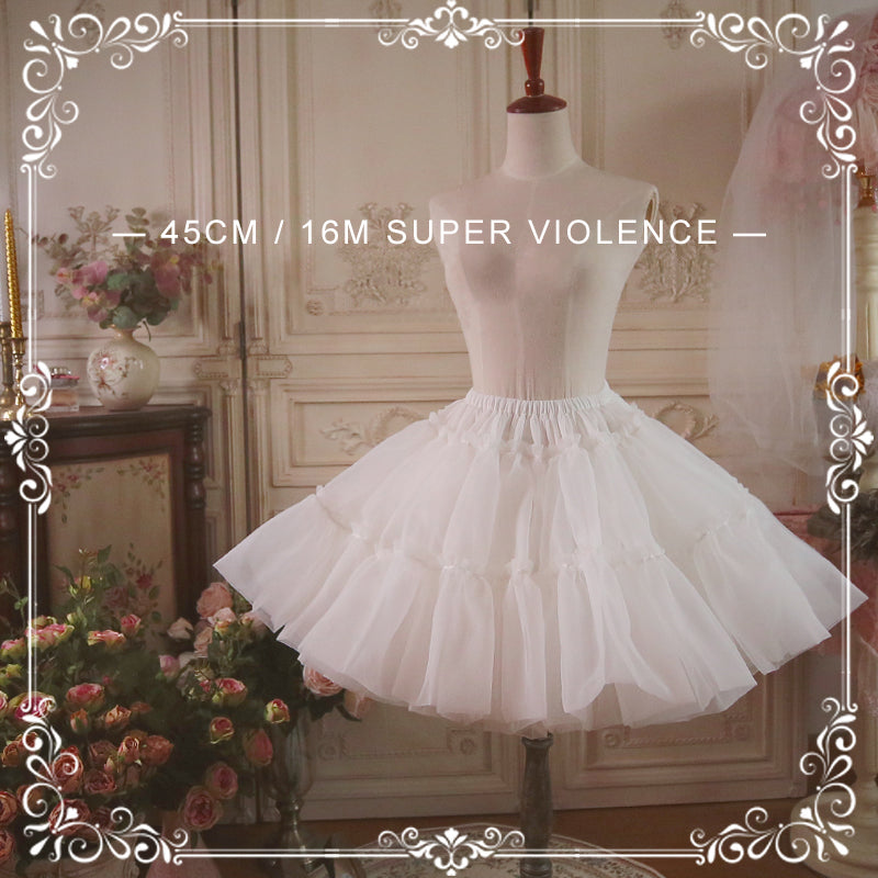 Aurora&Ariel - Super Puffy A-Line Lolita Petticoat | 18" (45cm) Length, Cotton Lining One Size White