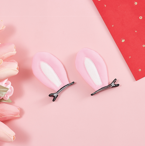 Sugar Time - Kawaii 3D Rabbit Ear Kid Lolita Hair Clips pink-white/a pair