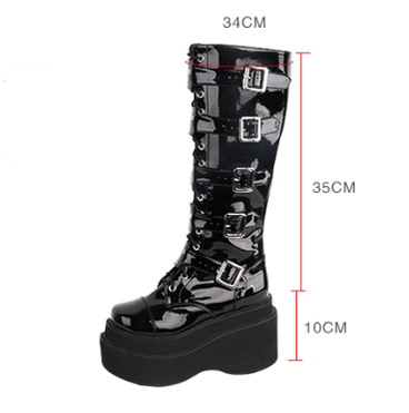 Angelic Imprint - J-fashion Punk Lolita Classic Black High Boots