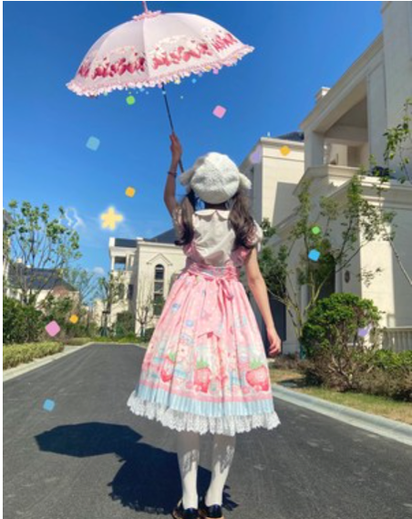 Night Never Sleeps - Kawaii Lolita Printed JSK Dress S Pink JSK