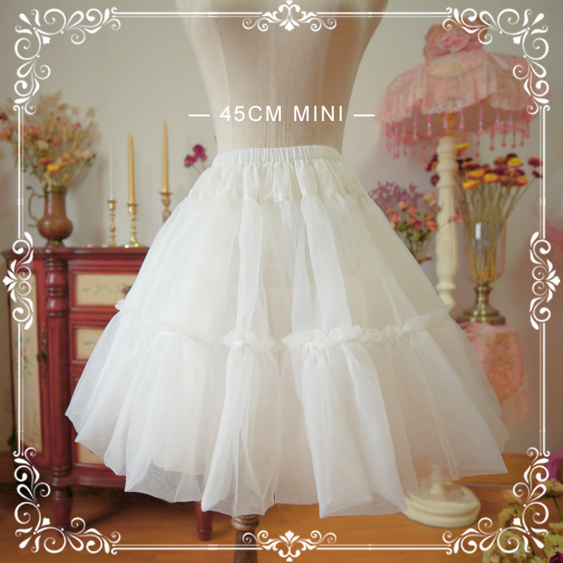Aurora&Ariel - Mini A Line Lolita Petticoat | 18" (45cm) Length, Cotton Lining One Size White