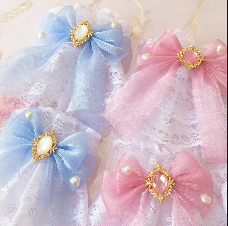 (Buyforme)Sakura Home~Sweet Lolita Handmade Lace Bows Cuffs   