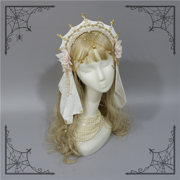 Foxcherry-Palace Retro Gorgeous Lolita headdress Multicolors free size white headband only 