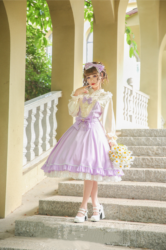 Foil Printing Lolita JSK Dress Solid Color