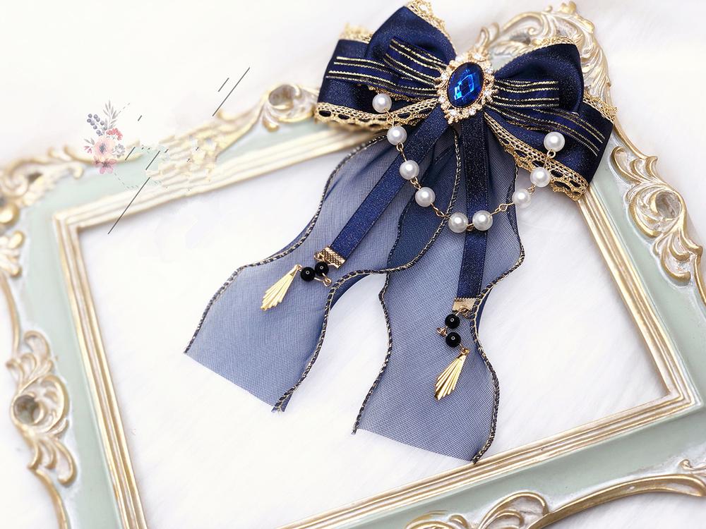 QianYe - Elegant Lolita Hairclip Navy Headdress