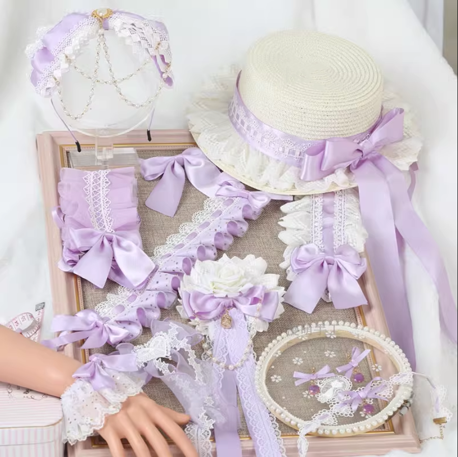 Light Purple Sweet Lolita KC Cuffs Hat display picture 2