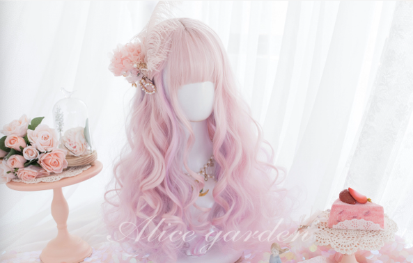 Alicegarden - Harajuku Style J-fashion Lolita Long Curly Wig pink (rainbow candy) wig