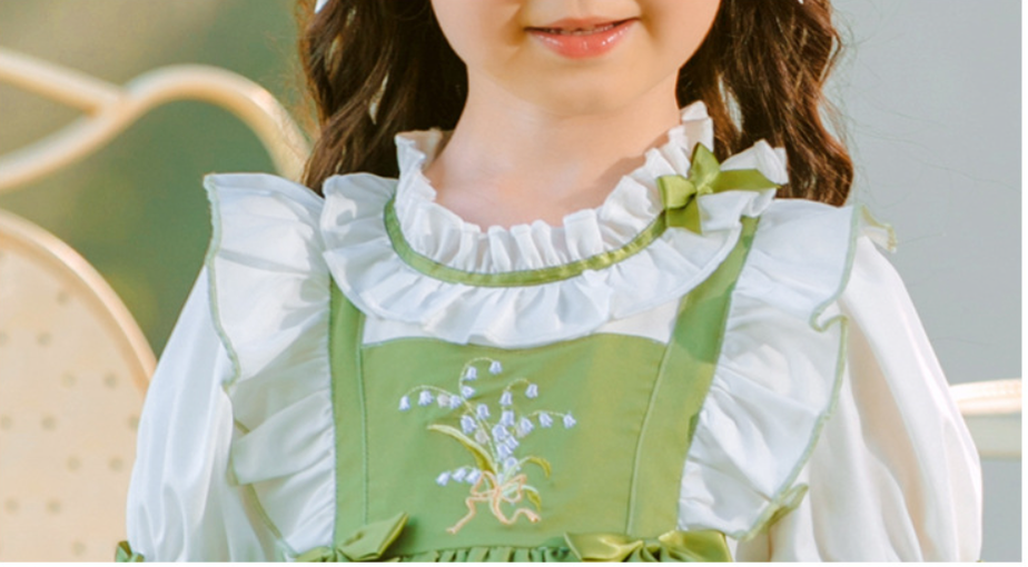 New In Autumn Kid Lolita Fashion Dress green 130cm 