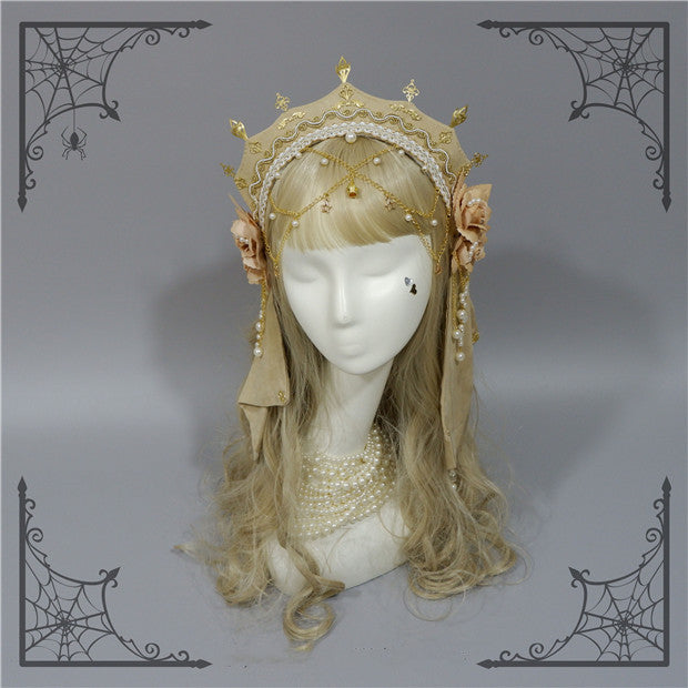 Foxcherry-Palace Retro Gorgeous Lolita headdress Multicolors free size beige tan headband only 