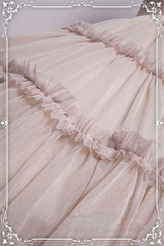 Krad Lanrete - Elegant Long and Short Lolita Petticoat One Size gauze SK (short version)-ivory color