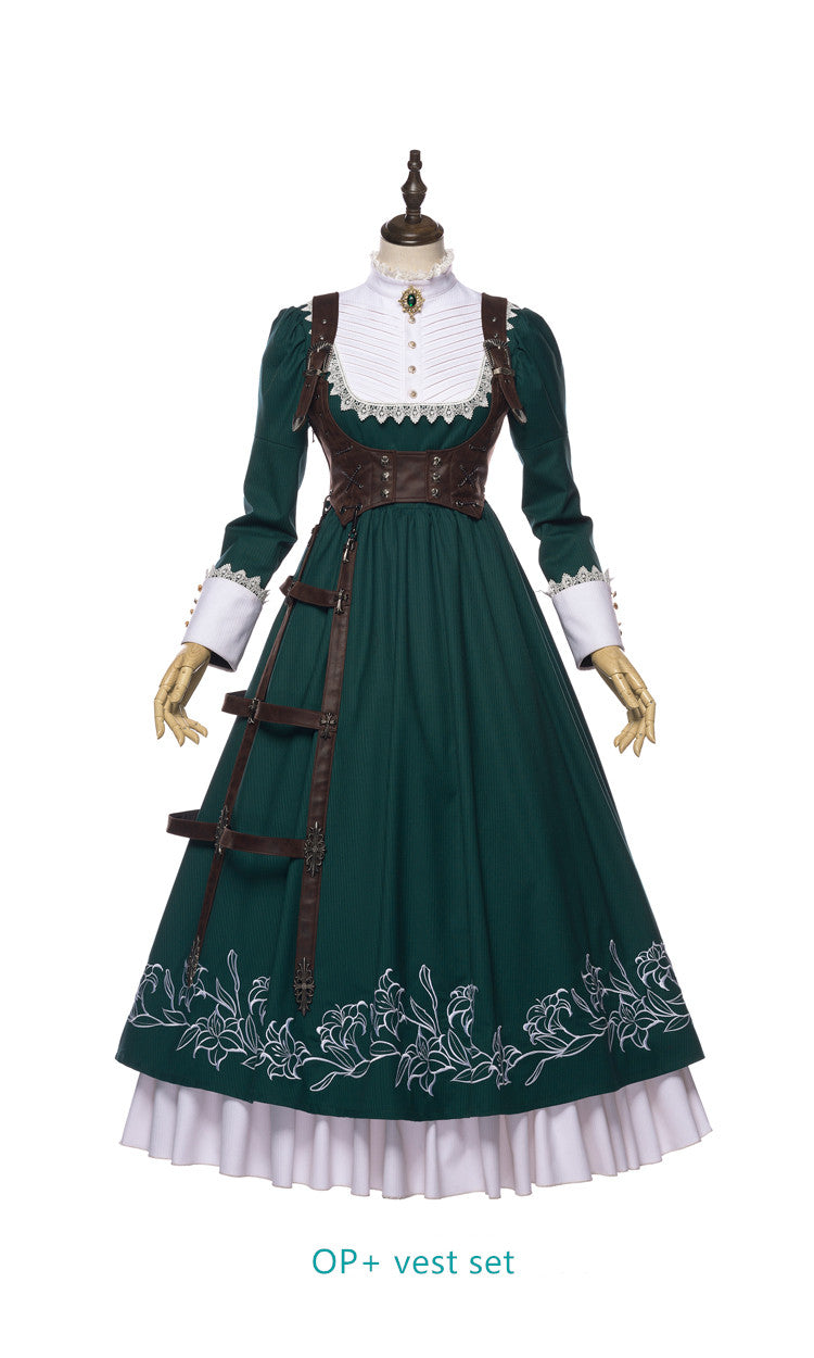 Youpairui~Lobnya~Gothic Nun Lolita Green OP Dress Set 2410:37293